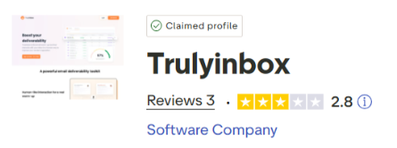 Historical Trustpilot rating snapshot for TrulyInbox